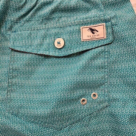 Ted Baker Men's Blue Patterned Swim Trunk Shorts Sz 3/M Beach Nautical Preppy - Picture 4 of 8